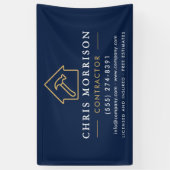 Banderoles Building Construction Contractor Navy Blue Gold (Vertical)