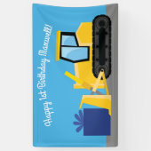 Banderoles Bulldozer Cute 1er Anniversaire Fête Construction (Vertical)