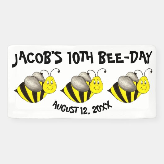 Banderoles Bumblebee Bee Day fête d'anniversaire personnalisé (Horizontal)
