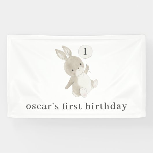 Banderoles Bunny Balloon 1er anniversaire (Horizontal)