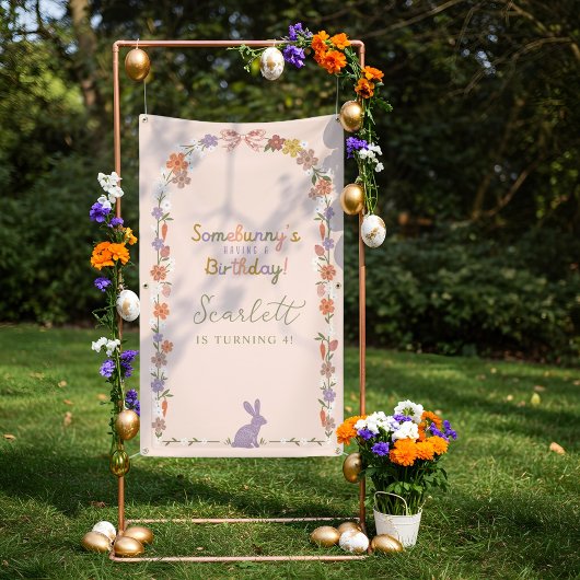 Banderoles Bunny de Pâques floral Somebunny a un anniversaire