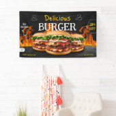 Banderoles Burger fast food barbecue Hamburger party mignonne (En situation)