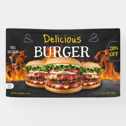 Banderoles Burger fast food barbecue Hamburger party mignonne (Horizontal)