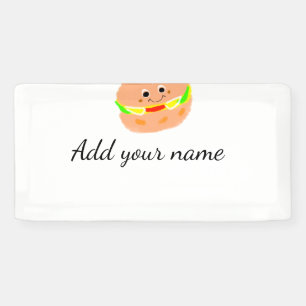 Banderoles burger orange aquarelle ajouter nom texte frites n