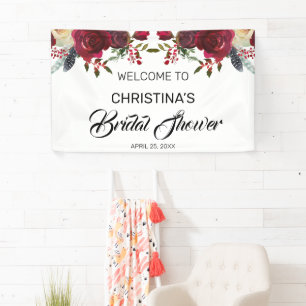 Banderoles Burgundy Bloom Boho Floral Fête des mariées Bienve