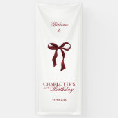 Banderoles Burgundy Bow Birthday Party Shower (Vertical)