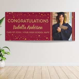 Banderoles Burgundy Confetti Doré Grad Photo Diplômé 2026