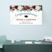 Banderoles Burgundy Navy Blush Floral Graduation Class 2024 (Salon professionnel)