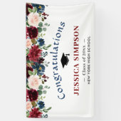 Banderoles Burgundy Navy Blush Floral Graduation Class 2024 (Vertical)