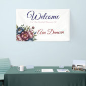 Banderoles Burgundy Navy & Blush Peony Baby Shower  (Salon professionnel)