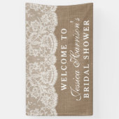 Banderoles Burlap rustique et Fête des mariées en dentelle bl (Vertical)