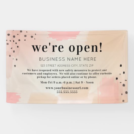 Banderoles Business We are Open Abstrait Blush (Horizontal)