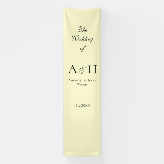 Banderoles Butter Yellow Fabric Wedding Welcome Banner (Verticale)