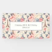 Banderoles Butterfly Tour Eiffel et Motif Rose Anniversaire (Horizontal)