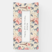 Banderoles Butterfly Tour Eiffel et Motif Rose Anniversaire (Verticale)