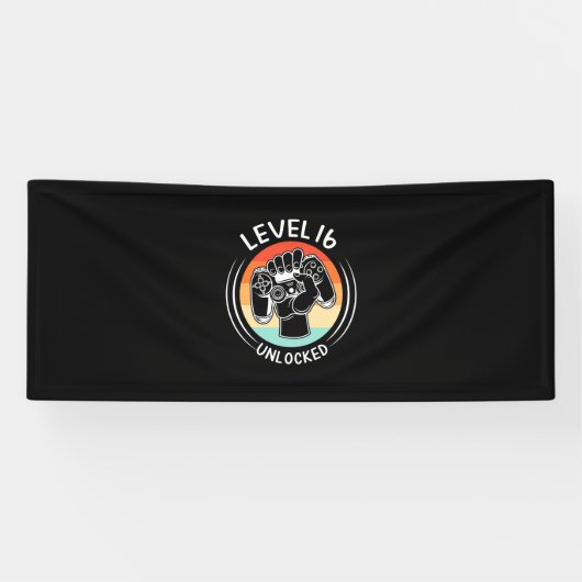 Banderoles Cadeau d'anniversaire | Niveau 16e anniversaire dé (Horizontal)