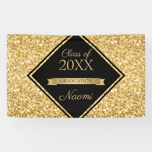 Banderoles Cadre noir Parties scintillant or brillant (Horizontal)