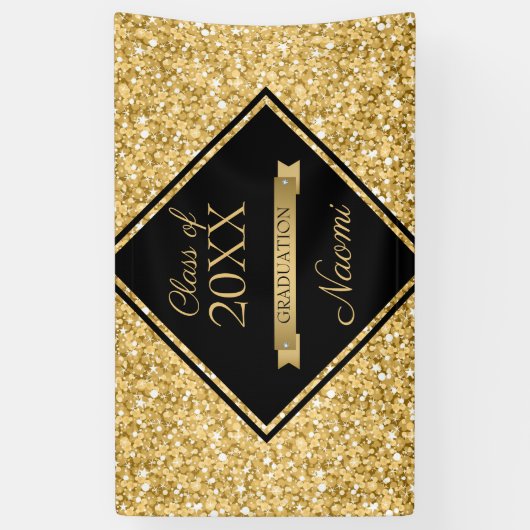 Banderoles Cadre noir Parties scintillant or brillant (Vertical)