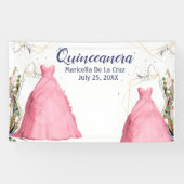 Banderoles Cadre Robe rose Quinceanera (Horizontal)