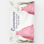 Banderoles Cadre Robe rose Quinceanera (Vertical)