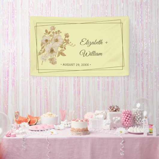 Banderoles Cadre Rose – Mariage Jaune Céleste (Fête)
