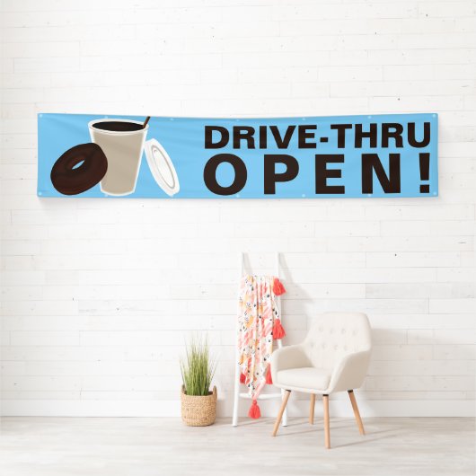 Banderoles Café Drive Thru Open (En situation)