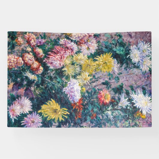 Banderoles Caillebotte - Chrysanthèmes blanc et jaune (Horizontal)
