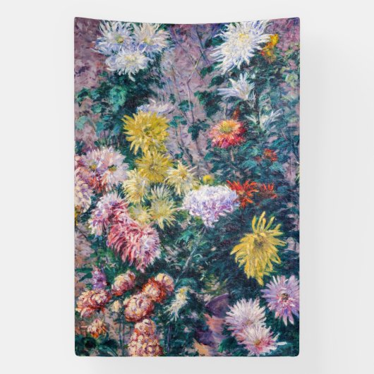 Banderoles Caillebotte - Chrysanthèmes blanc et jaune (Verticale)