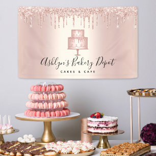 Banderoles Cake Bakery Chef Rose Gold Parties scintillant Dri