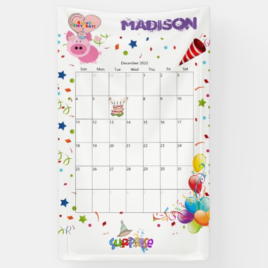 Banderoles Calendrier d'anniversaire Vinyl Happy Décembre 202 (Vertical)