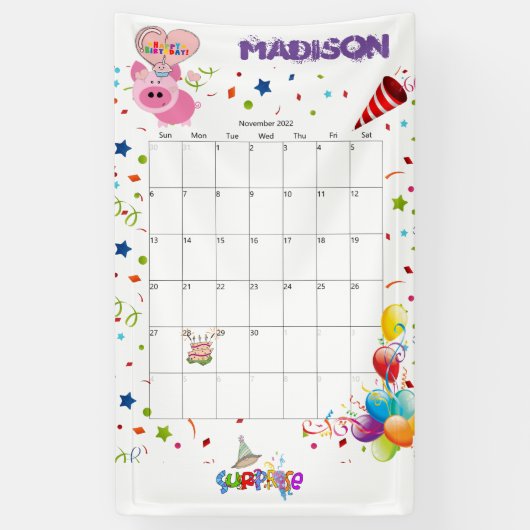 Banderoles Calendrier d'anniversaire Vinyl Happy Novembre 202 (Vertical)