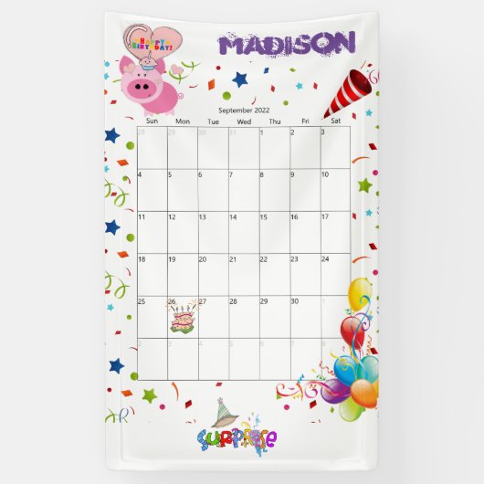 Banderoles Calendrier d'anniversaire Vinyl Happy Septembre 20 (Vertical)