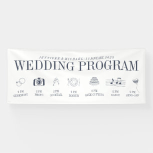 Banderoles Calendrier personnalisé de mariage Navy pour la cé