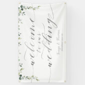 Banderoles Calligraphie argent vert Mariage de bienvenue blan (Vertical)