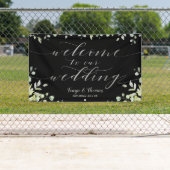 Banderoles Calligraphie argent vert Mariage de bienvenue noir (En situation)