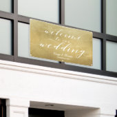Banderoles Calligraphie blanche Gold Satin Mariage de bienven (Bâtiment extérieur)