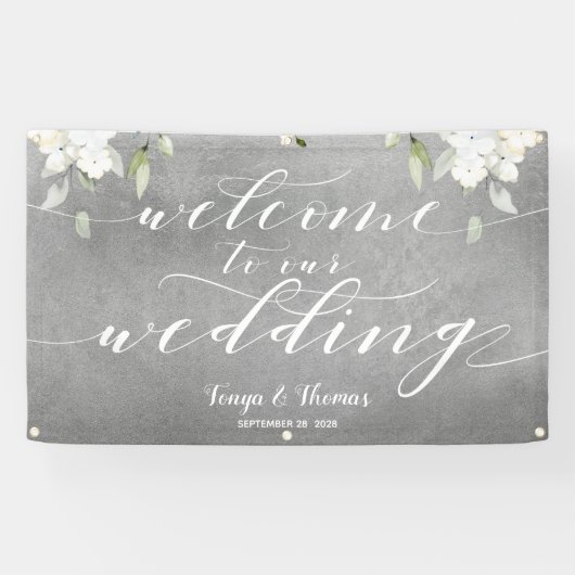 Banderoles Calligraphie blanche Mariage d'accueil floral arge (Horizontal)