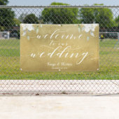 Banderoles Calligraphie blanche or Floral Mariage de bienvenu (En situation)