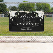 Banderoles Calligraphie blanche Peony Black Welcome Notre Mar (En situation)