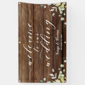 Banderoles Calligraphie Blanche Verdure Bienvenue À Notre Mar (Vertical)