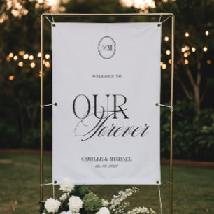 Banderoles Calligraphie Élégante Bienvenue à Notre Mariage Vi