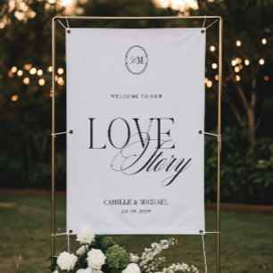 Banderoles Calligraphie Élégante Bienvenue à Notre Mariage Vi