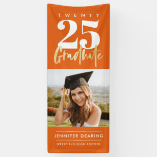 Banderoles Calligraphie Or Moderne Photo Orange Graduation
