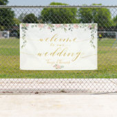 Banderoles Calligraphie or rose et vert pâle Bienvenue (En situation)