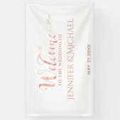 Banderoles Calligraphie or rose simple coeur mariage (Vertical)