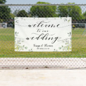 Banderoles Calligraphie Vert Eucalyptus Mariage de bienvenue (En situation)