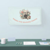 Banderoles Camera with Flowers Retro Pastel Image Birthday (Salon professionnel)