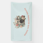 Banderoles Camera with Flowers Retro Pastel Image Birthday (Verticale)