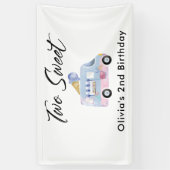 Banderoles Camion à crème glacée deux douces 2e anniversaire (Vertical)