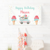 Banderoles Camion Crème de glace Garçon bleu rouge Anniversai (En situation)